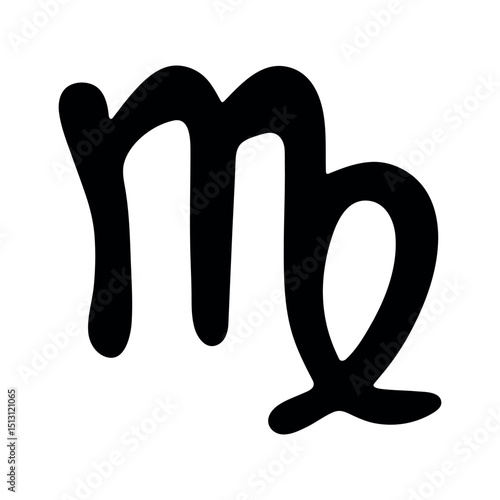 Hand drawn virgo zodiac sign Esoteric symbol doodle Astrology clipart Element for design
