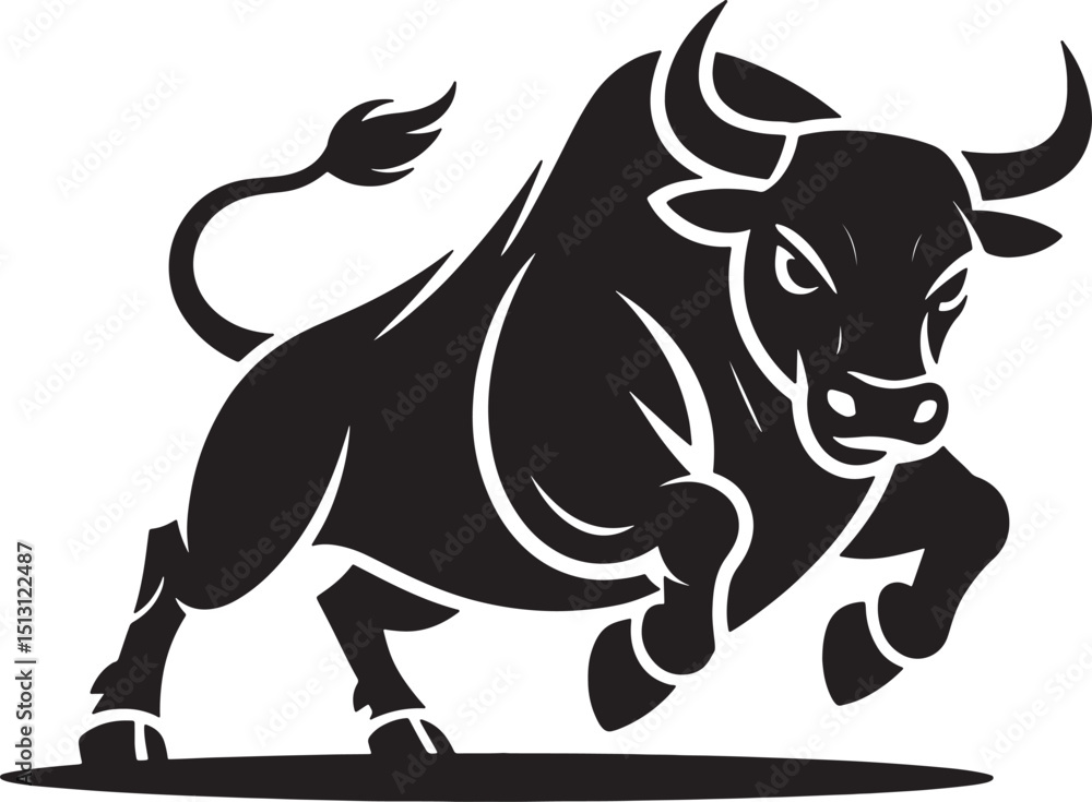 Naklejka premium Bull angry silhouette vector