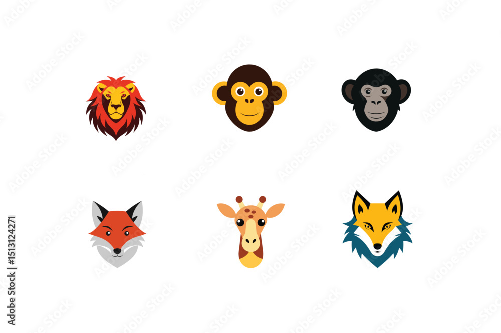 Fototapeta premium Animal Head Bundle Vector Design