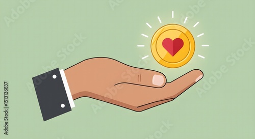 Charity donation concept charity donation hand holding coin with heart symbol for giving and fundraising campaign concept