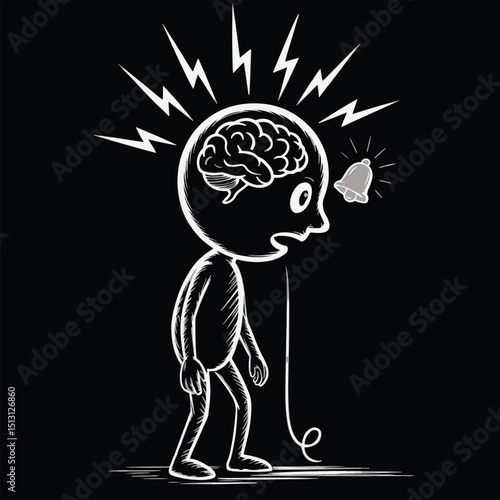 Cartoon depicting stress anxiety mental health issues brain overload emotional overwhelmed