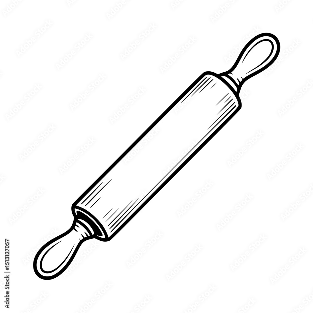 Illustration of a rolling pin with handles on both ends Illustration of a rolling pin with handles on both ends