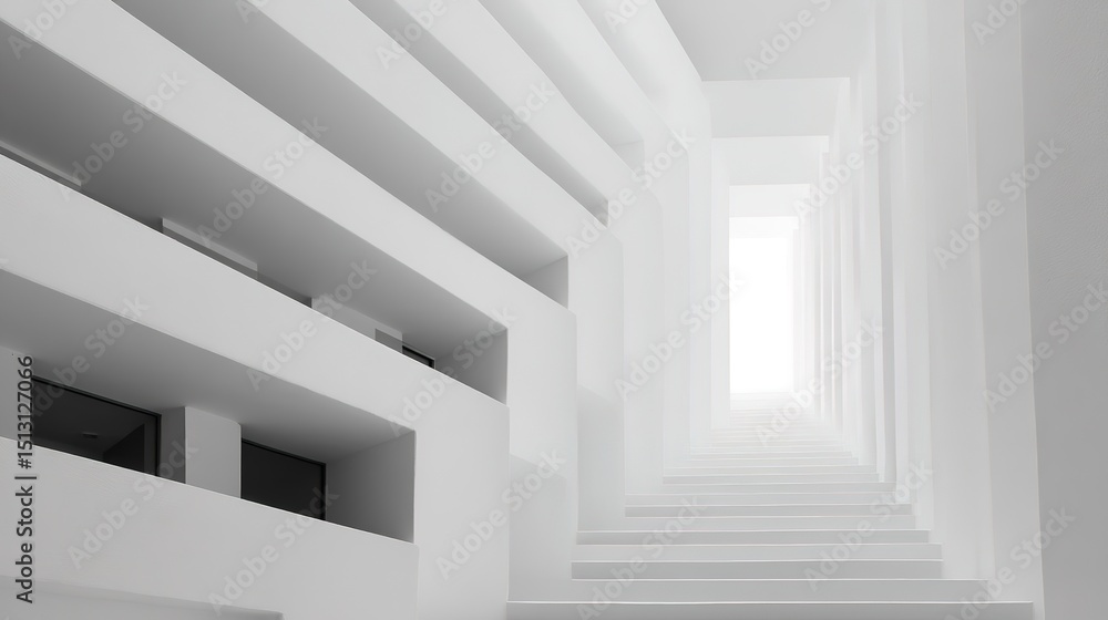 Obraz premium Modern White Building Interior Corridor