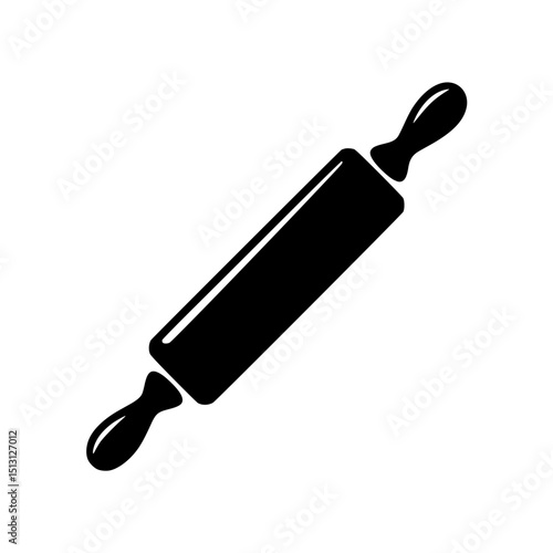 Black silhouette of a rolling pin with handles on both ends