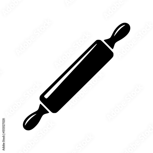 Black silhouette of a rolling pin with handles on both ends
