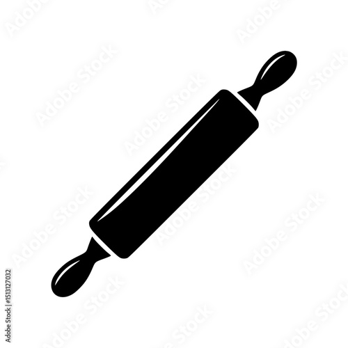 Black silhouette of a rolling pin with handles on both ends