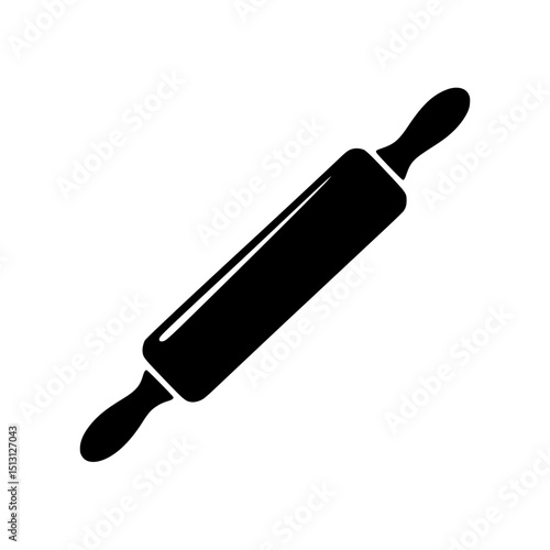 Black silhouette of a rolling pin with handles on both ends
