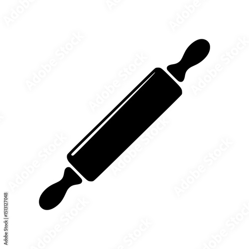 Black silhouette of a rolling pin with handles on both ends