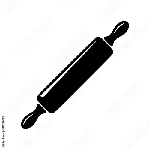 Black silhouette of a rolling pin with handles on both ends