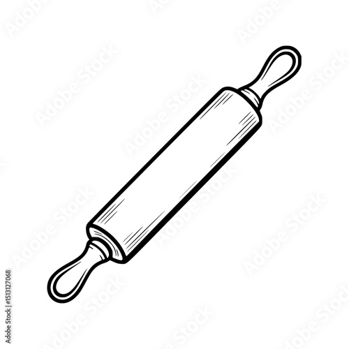 Illustration of a rolling pin with handles on both ends