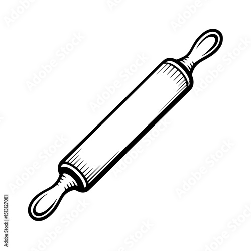Illustration of a rolling pin with handles on both ends