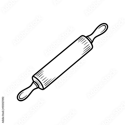 Illustration of a rolling pin with handles on both ends