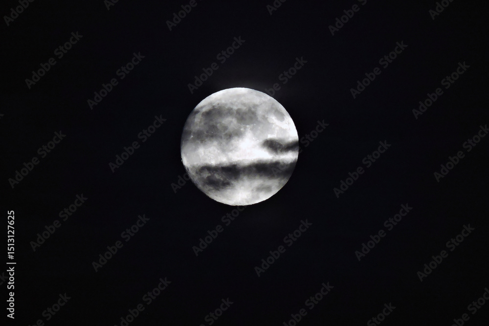 Fototapeta premium Mysterious full moon in dark clouds