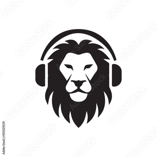 logo for postproduction in the form of a lion head with headphones
