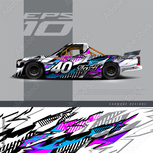 Truck decal, cargo van and car wrap vector, Graphic abstract grunge stripe designs for wrap branding vehicle. EPS 10