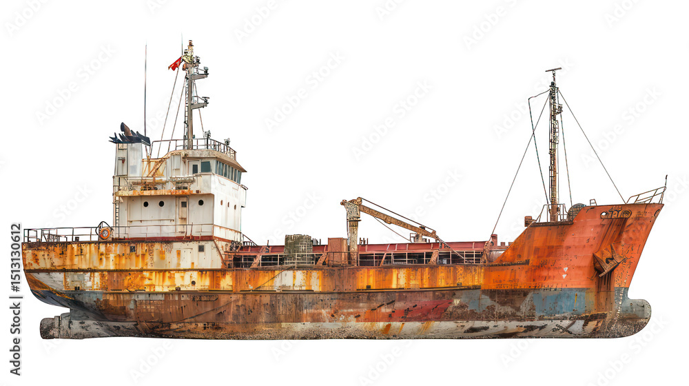 Fototapeta premium Cargo Ship isolated on white or transparent background