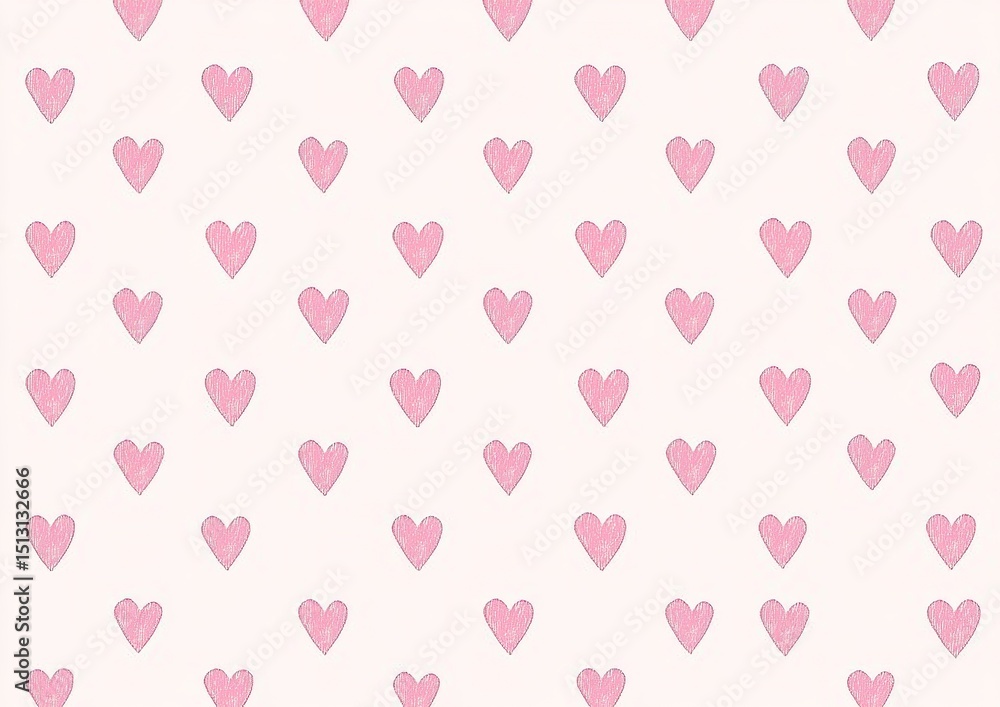 Pink Heart Pattern On White Background Pink Heart Pattern On White Background