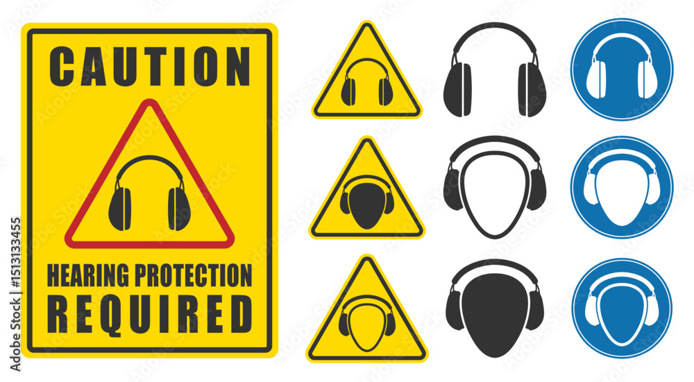 Εκτύπωση καμβά Hearing protection required ear muffs icon set