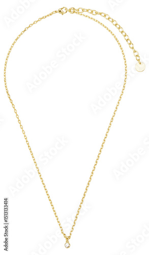 Gold necklace isolated on white background