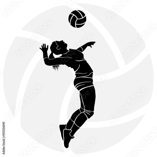 vector silhouette of a female basketball player slam dunk, scoring the ball to the net