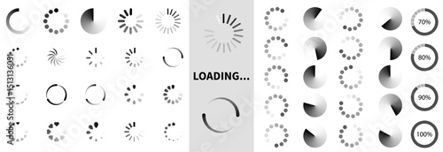 Loading icons progress bar Buffer loader or freeloader loading bar signs download upload progress sign symbol buttons