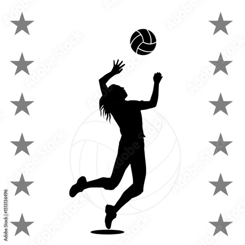 vector silhouette of a female basketball player slam dunk, scoring the ball to the net