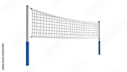 A volleyball net with poles isolated on solid white background 