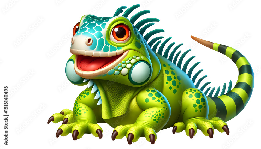Fototapeta premium Iguana character illustration isolated on transparent background
