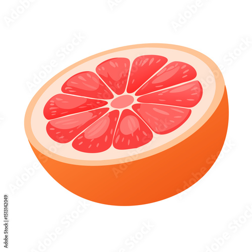 Half grapefruit isolated on transparent background