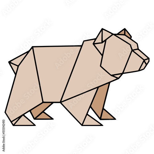 bear origami papercraft hobby fun flat color vector illustration template design