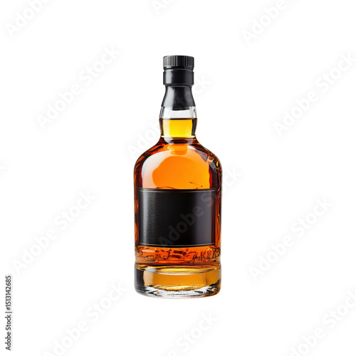 Amber Whiskey Bottle with Black Label Mockup