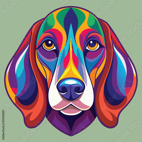 Vibrant Watercolor Dog Portrait Colorful Abstract Art Illustration on a Light Green Background