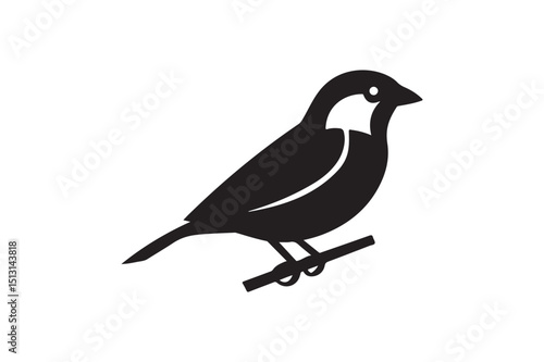 Charming Sparrow Small Bird Silhouette Clipart - Ideal for Nature-Inspired Crafts and Decor
