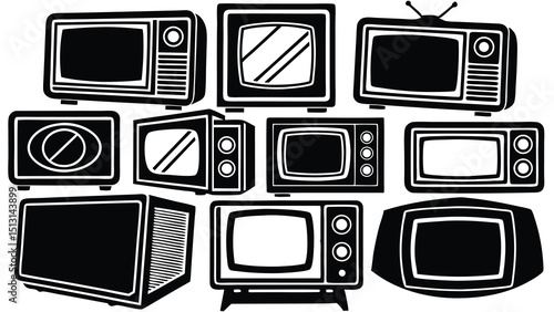 Vintage Televisions Retro TV Collection - Vector Illustrations
