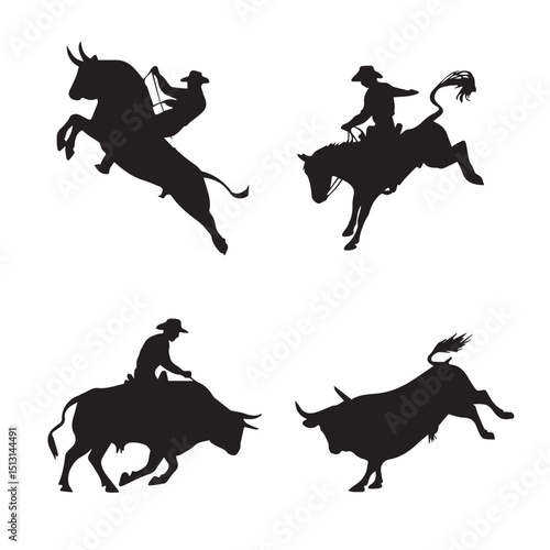 silhouettes of  bulls