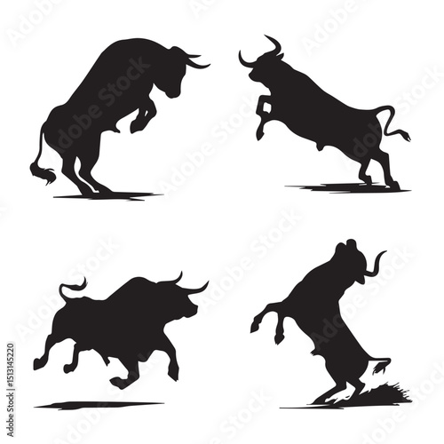 silhouettes of  bulls
