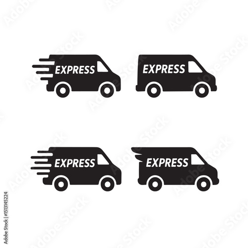 Delivery Van Silhouettes with Express Courier Labels
