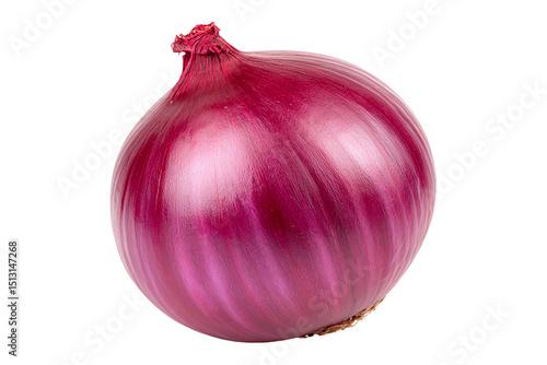 Fresh whole red onion isolated on transparent background.