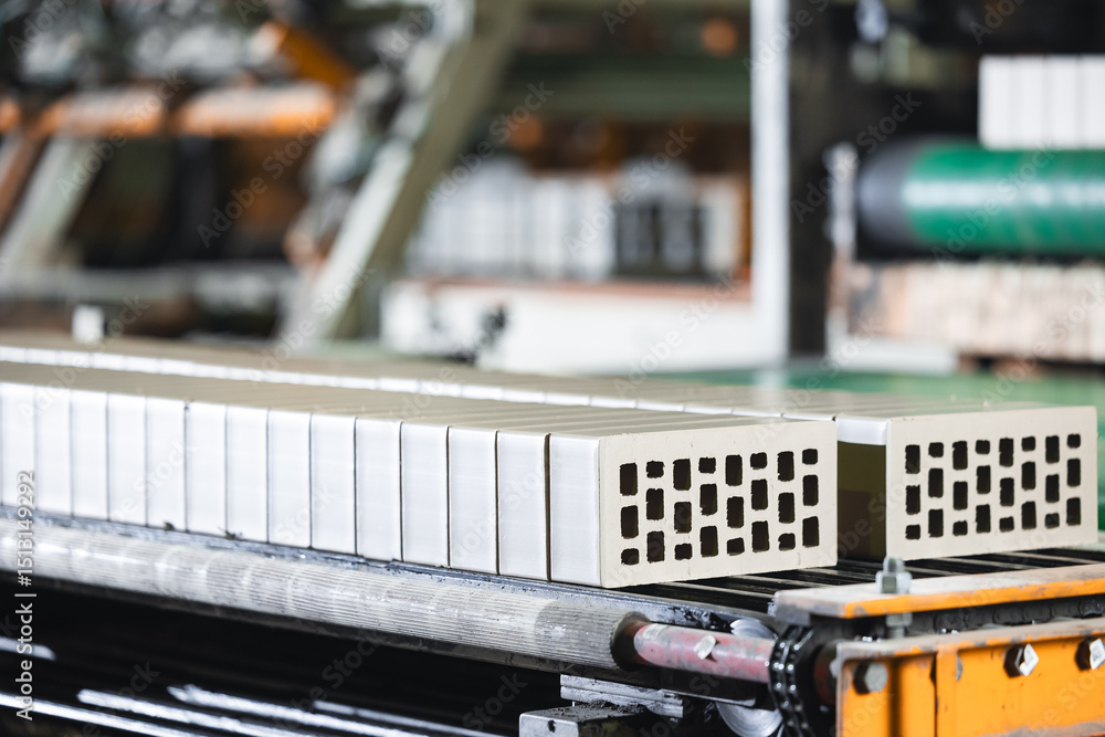 Naklejka premium Automated brick production formation, testing, and packaging process with precision control