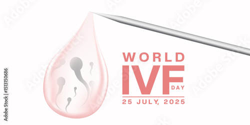25 July Is World IVF Day. Sperm. Great for posters, banners and social media. White background.