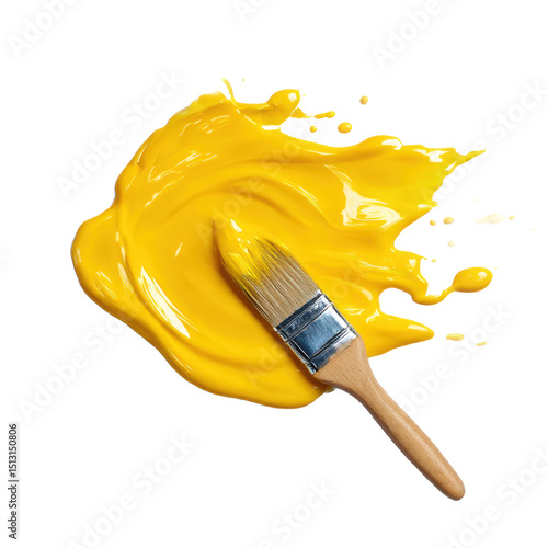 yellow paint and brush