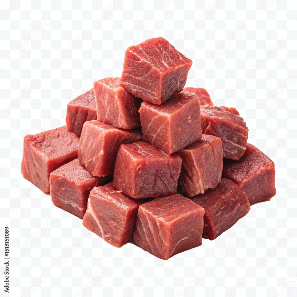 realistic fresh pile of beef cubes isolated on transparent background realistic fresh pile of beef cubes isolated on transparent background