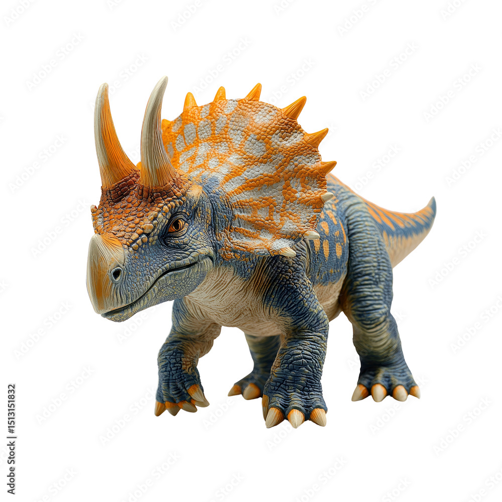 Fototapeta premium Vibrant Triceratops Dinosaur Model - Prehistoric Creature Figurine