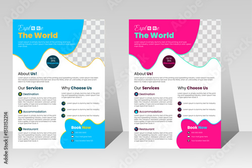 World Travel Flyer Template, Vacation, Tourism & Holiday Promotion poster Design.