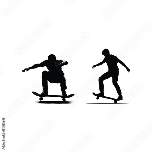 Skateboarders silhouette vector illustration for skateboarding extreme sport and recreation design