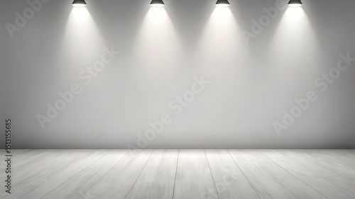 Abstract white blur background design with bright light on top for product display.