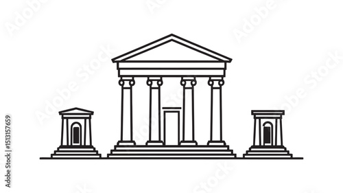 Stone Mausoleum Crypt Illustration For Cemetery  