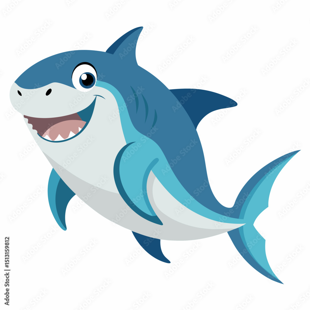 Fototapeta premium shark cartoon isolated on white