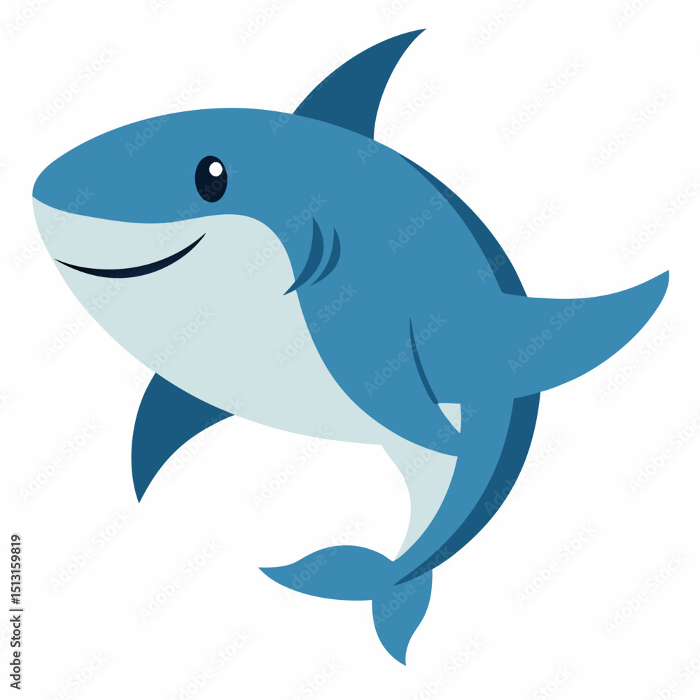 Fototapeta premium shark cartoon isolated on white