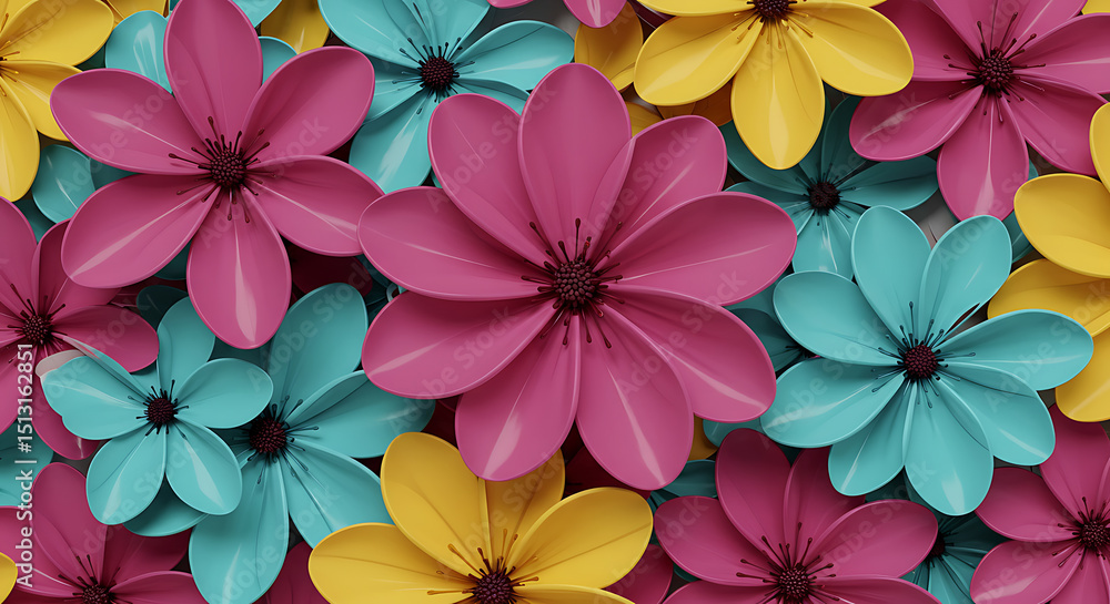 Colorful Flower Arrangement with Pink Yellow and Blue Flowers Colorful Flower Arrangement with Pink Yellow and Blue Flowers